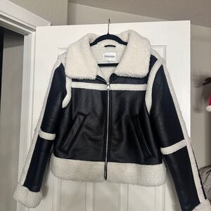 Vigoss Women's Black and Cream Teddy Jacket